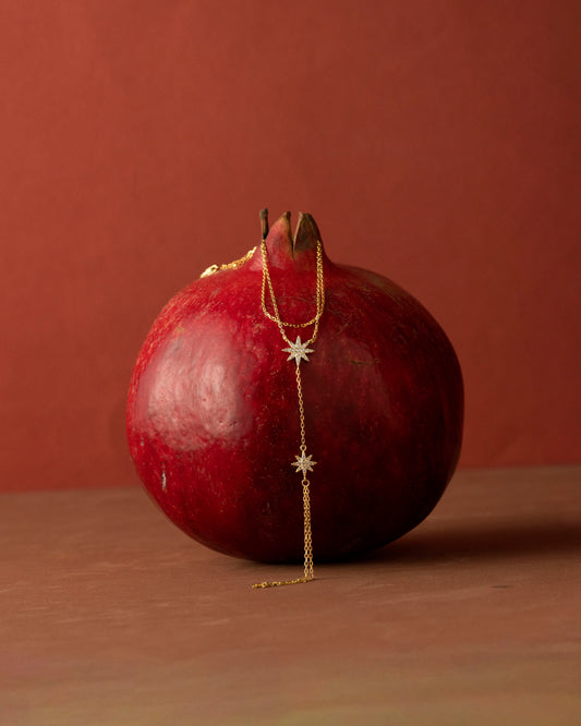 925 Ayar Gümüş Altın Renkli Kutup Yıldızı Motifli Şahmeran