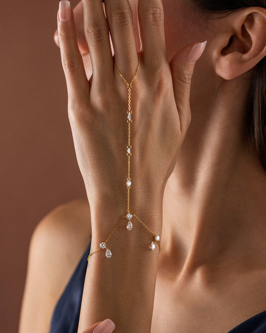 925 Ayar Gümüş Altın Renkli Damla Taşlı Şahmeran