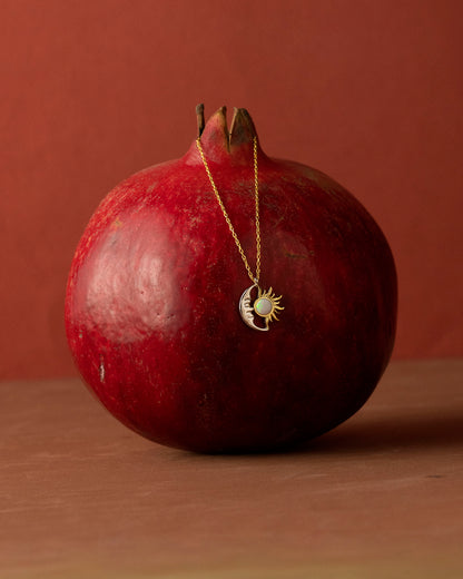 925 Ayar Gümüş Güneş & Ay Opal Kolye