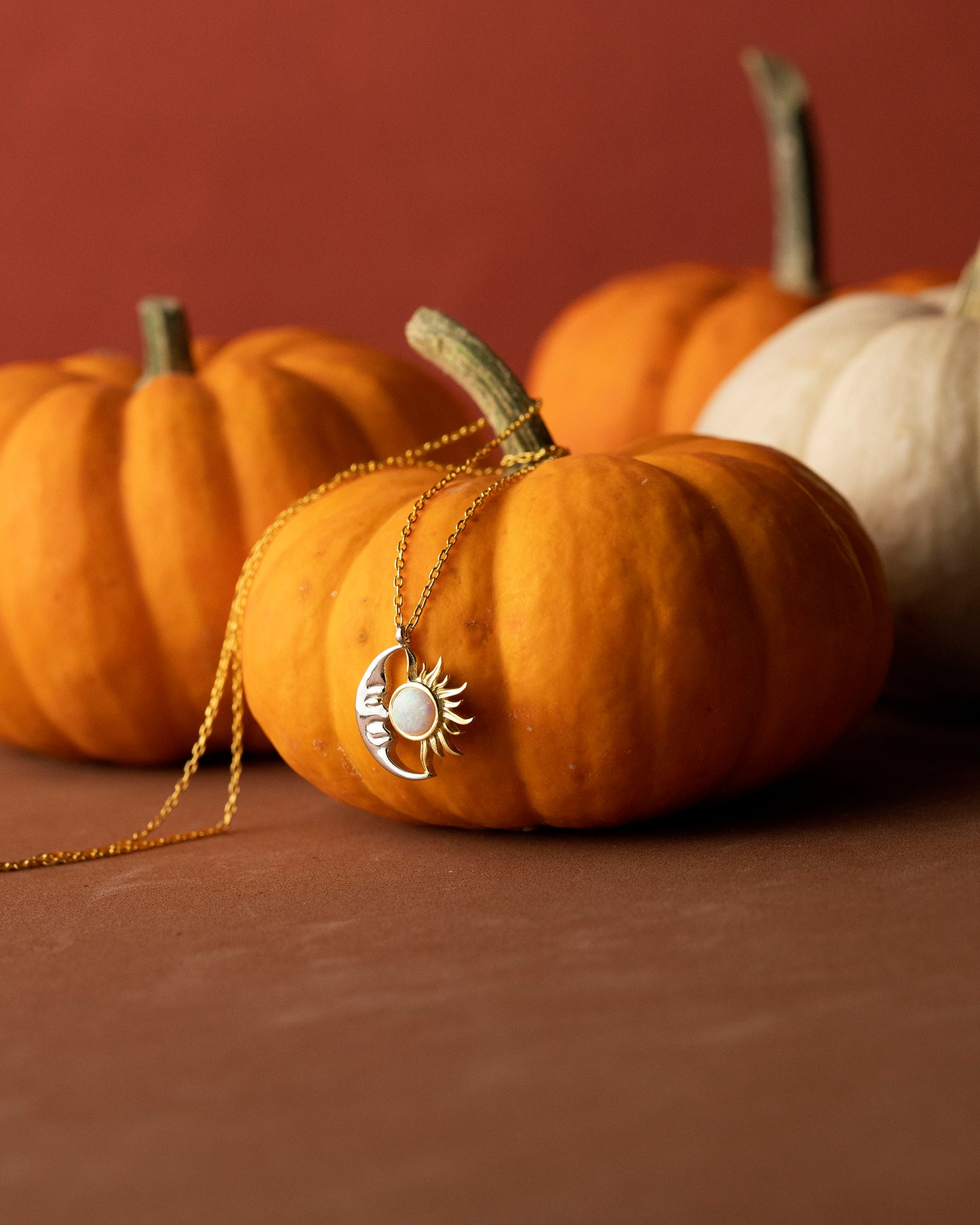 925 Ayar Gümüş Güneş & Ay Opal Kolye