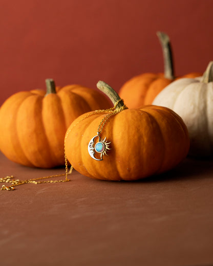 925 Ayar Gümüş Güneş & Ay Opal Kolye