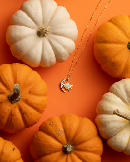 925 Ayar Gümüş Güneş & Ay Opal Kolye