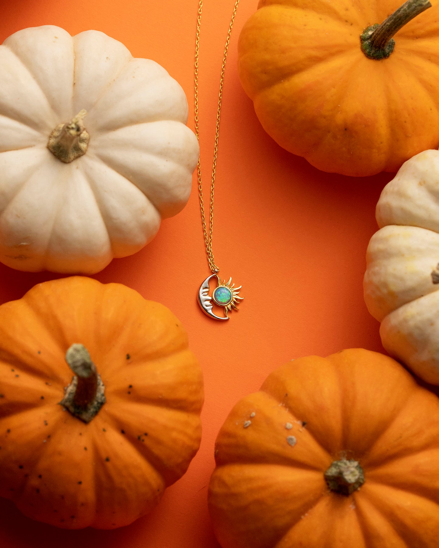 925 Ayar Gümüş Güneş & Ay Opal Kolye