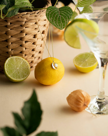 925 Ayar Gümüş Güneş & Ay Opal Kolye