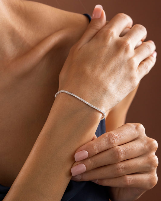 925 Ayar Gümüş Zirkon Taşlı Su Yolu Tennis Bileklik – Ayarlanabilir Rhodium Kaplama Zarif Kadın Takısı