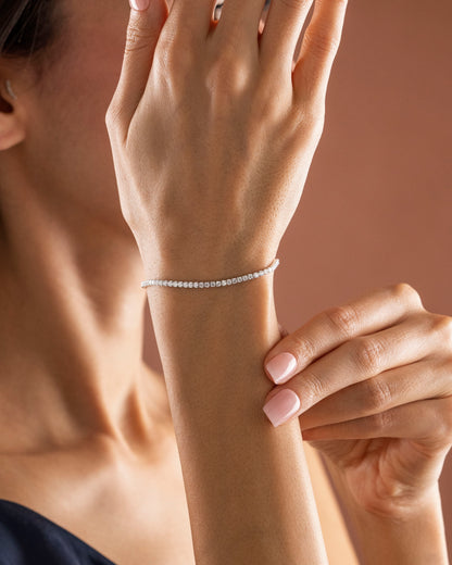 925 Ayar Gümüş Zirkon Taşlı Su Yolu Tennis Bileklik