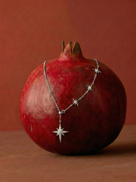 925 Ayar Gümüş Asansörlü Kutup Yıldızı Kolye