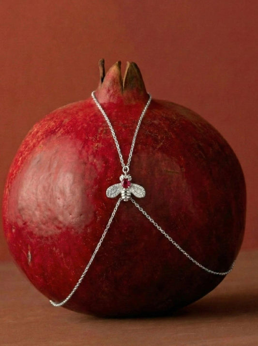 925 Ayar Gümüş Arı Modeli Ruby & Zirkon Taşlı Şahmeran