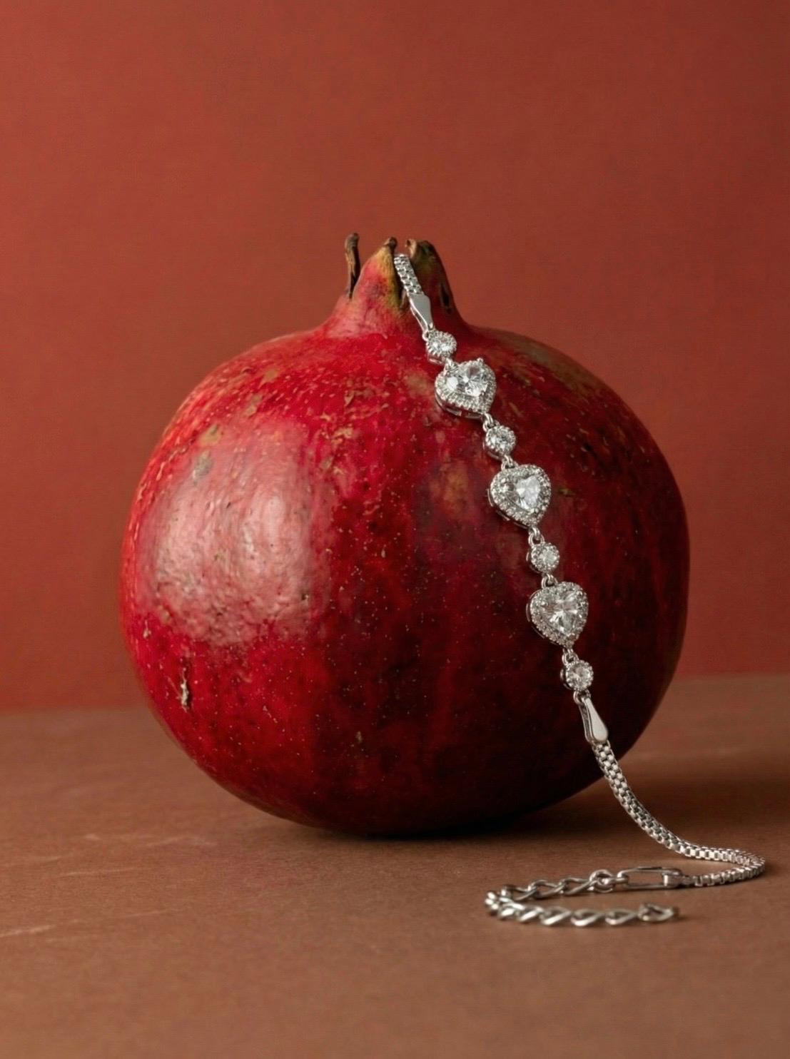 925 Ayar Gümüş Pembe Kalpli Tennis Bileklik